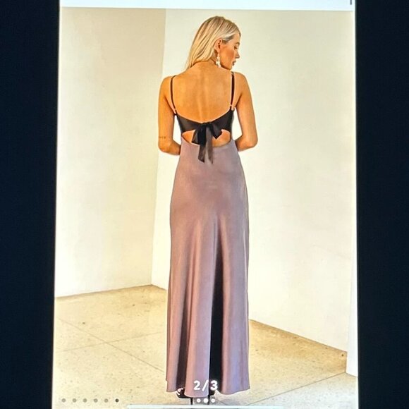 Peppermayo Satin Maxi Dress in Bronze Color Size S - Picture 14 of 14